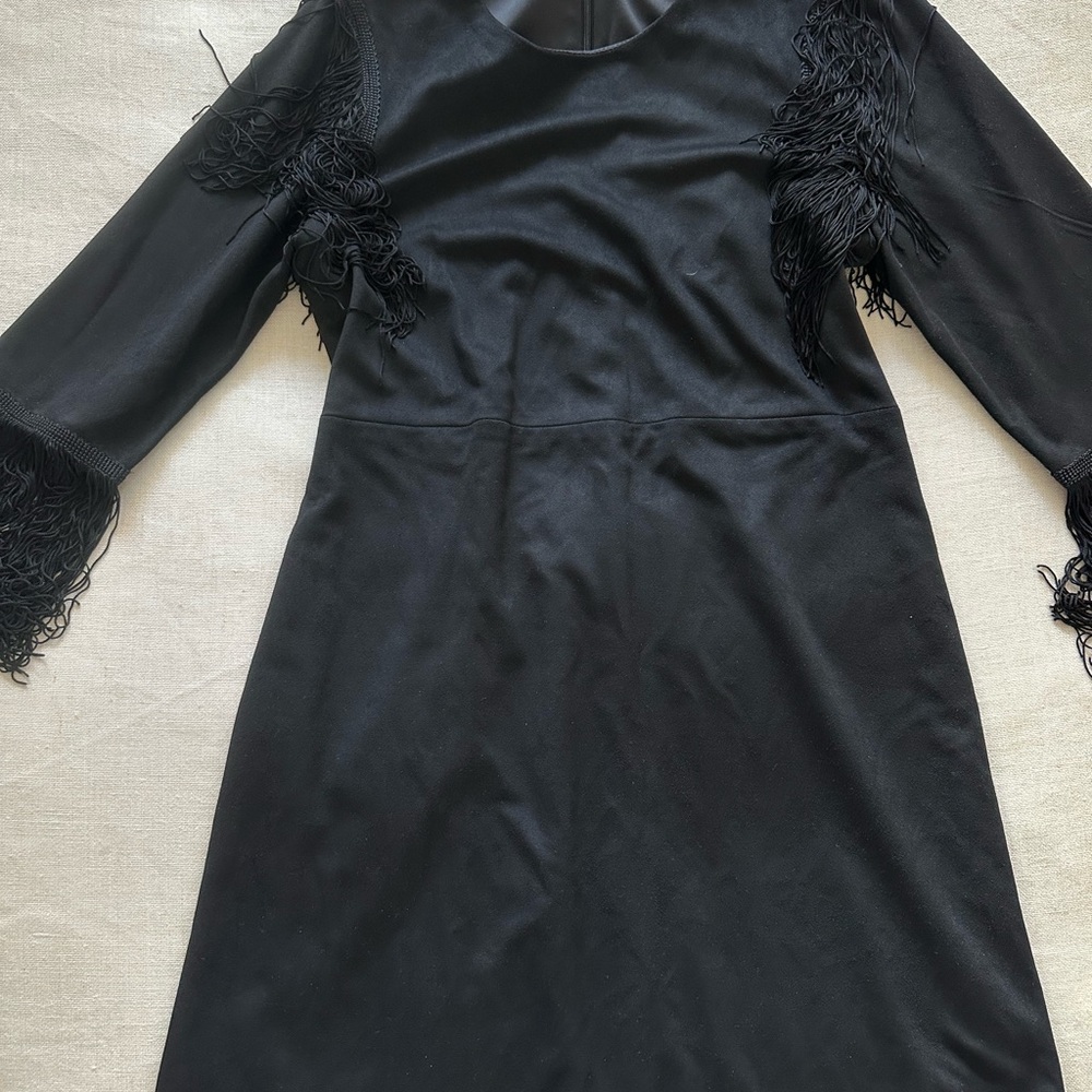 Zara Black Long Sleeve Fringe Dress